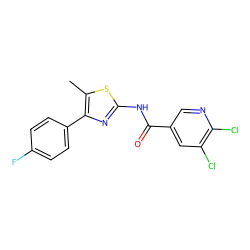 5,6-dichloro-N-[4-(4-fluorophenyl)-5-methyl-1,3-thiazol-2-yl]pyridine-3-carboxamide structure