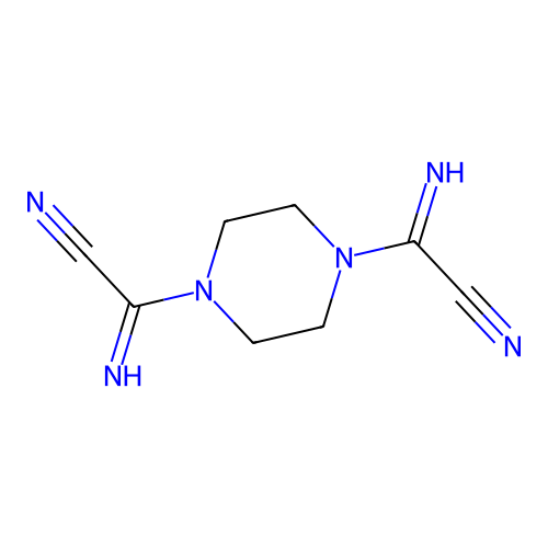 Piperazine-1,4-dicarboximidoyl cyanide structure