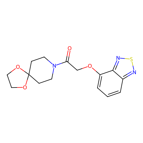 2-(benzo[c][1,2,5]thiadiazol-4-yloxy)-1-(1,4-dioxa-8-azaspiro[4.5]decan-8-yl)ethanone structure