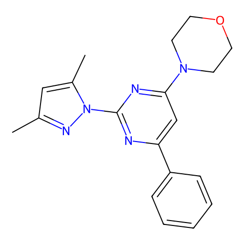 4-(2-(3,5-dimethyl-1H-pyrazol-1-yl)-6-phenylpyrimidin-4-yl)morpholine structure