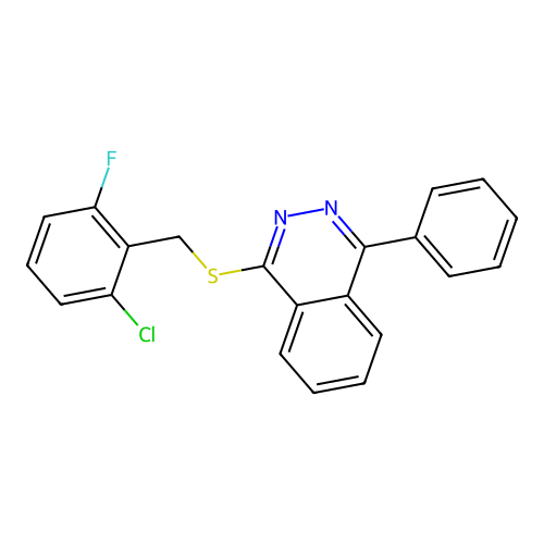 1-{[(2-Chloro-6-fluorophenyl)methyl]sulfanyl}-4-phenylphthalazine structure