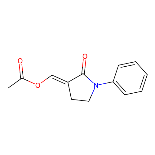 [(E)-(2-oxo-1-phenylpyrrolidin-3-ylidene)methyl] acetate structure