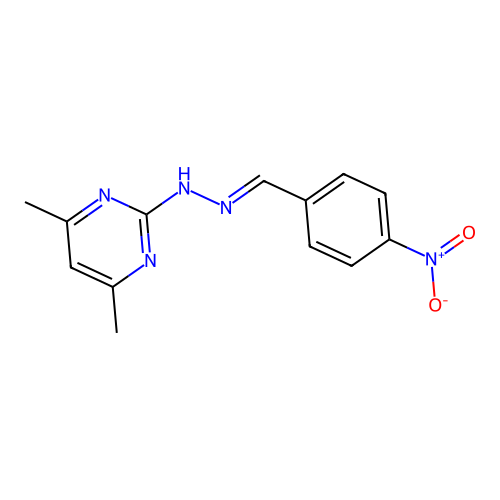 4,6-dimethyl-2-[(2E)-2-(4-nitrobenzylidene)hydrazinyl]pyrimidine structure