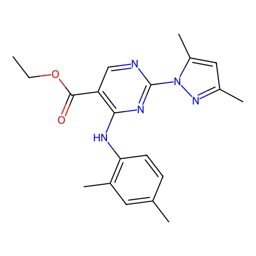 乙基 4-(2,4-二甲基苯氨基)-2-(3,5-二甲基吡唑-1-基)嘧啶-5-羧酸酯 structure