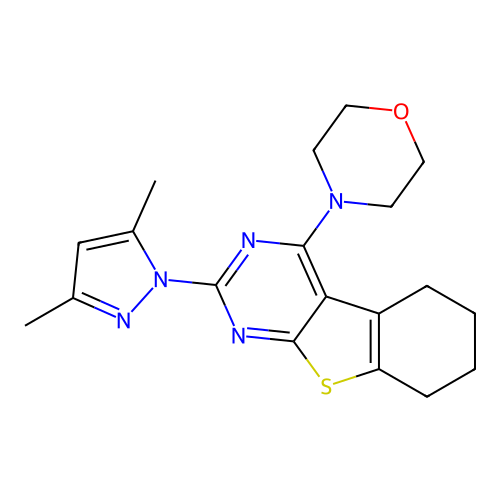 2-(3,5-dimethyl-1H-pyrazol-1-yl)-4-(morpholin-4-yl)-5,6,7,8-tetrahydro[1]benzothieno[2,3-d]pyrimidine structure