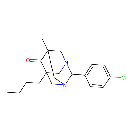 5-Butyl-2-(4-chlorophenyl)-7-methyl-1,3-diazatricyclo[3.3.1.1~3,7~]decan-6-one structure