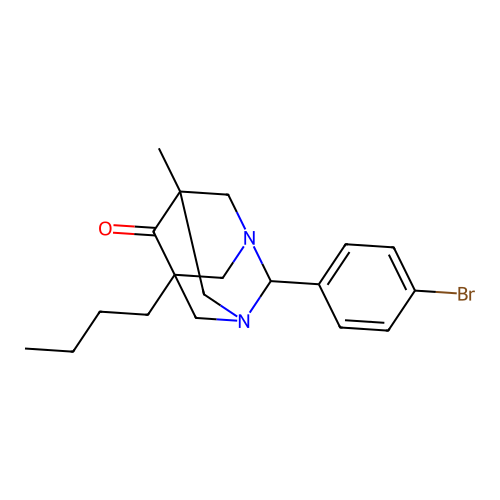 2-(4-Bromophenyl)-5-butyl-7-methyl-1,3-diazatricyclo[3.3.1.1~3,7~]decan-6-one structure