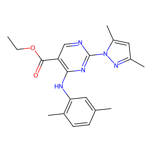 ethyl 4-(2,5-dimethylanilino)-2-(3,5-dimethylpyrazol-1-yl)pyrimidine-5-carboxylate structure