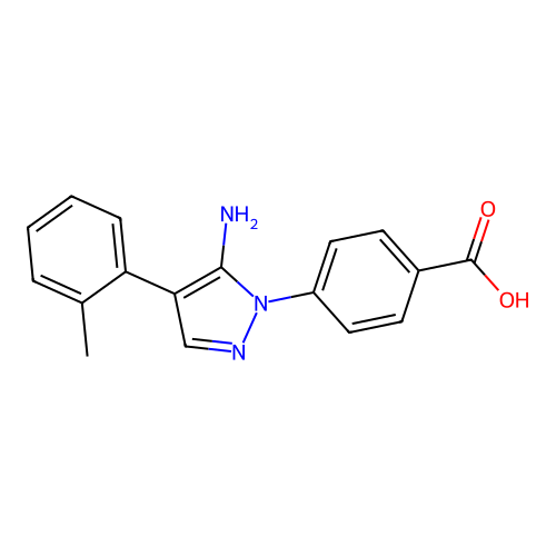 4-(5-Amino-4-(o-tolyl)-1H-pyrazol-1-yl)benzoic acid structure