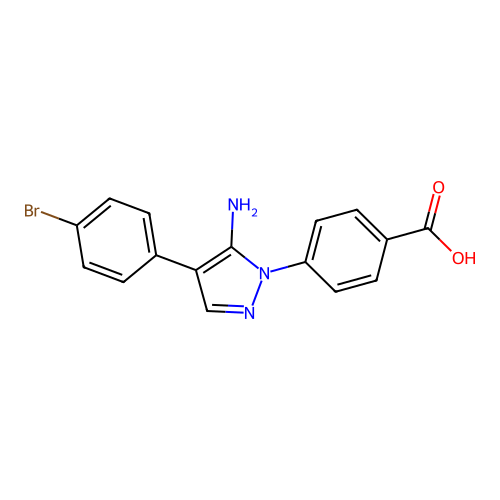 4-(5-Amino-4-(4-bromophenyl)-1H-pyrazol-1-yl)benzoic acid structure