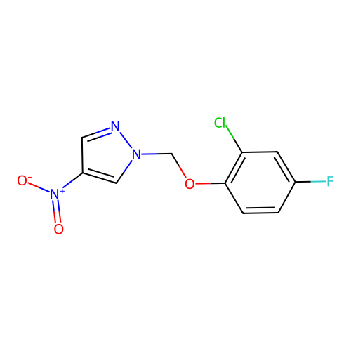 1-((2-Chloro-4-fluorophenoxy)methyl)-4-nitro-1H-pyrazole structure