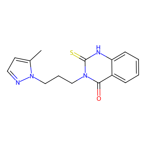 2-Mercapto-3-(3-(5-methyl-1H-pyrazol-1-yl)propyl)quinazolin-4(3H)-one structure