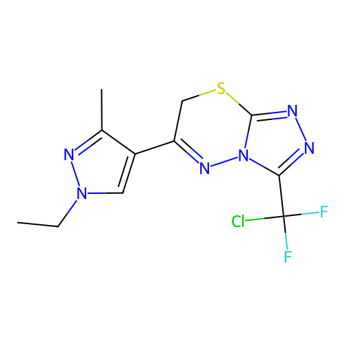3-(Chlorodifluoromethyl)-6-(1-ethyl-3-methyl-1H-pyrazol-4-yl)-7H-[1,2,4]triazolo[3,4-b][1,3,4]thiadiazine structure