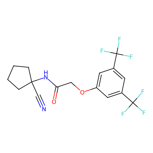 2-[3,5-bis(trifluoromethyl)phenoxy]-N-(1-cyanocyclopentyl)acetamide structure