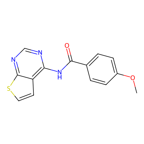 4-methoxy-N-(thieno[2,3-d]pyrimidin-4-yl)benzamide structure