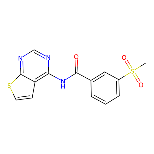 3-(methylsulfonyl)-N-(thieno[2,3-d]pyrimidin-4-yl)benzamide structure