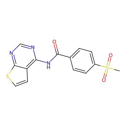 4-(methylsulfonyl)-N-(thieno[2,3-d]pyrimidin-4-yl)benzamide structure