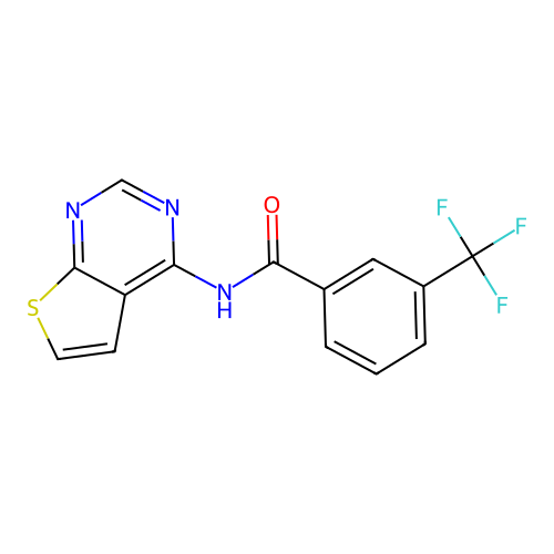 N-(thieno[2,3-d]pyrimidin-4-yl)-3-(trifluoromethyl)benzamide structure