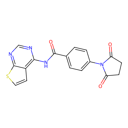 4-(2,5-Dioxopyrrolidin-1-YL)-N-{thieno[2,3-D]pyrimidin-4-YL}benzamide structure
