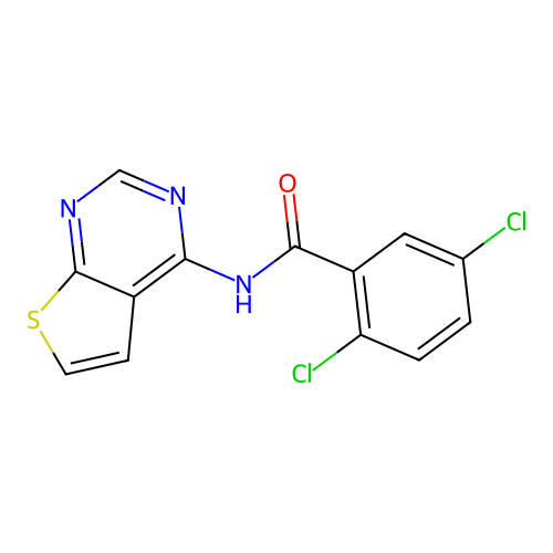 2,5-dichloro-N-(thieno[2,3-d]pyrimidin-4-yl)benzamide structure
