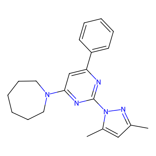 1-(2-(3,5-dimethyl-1H-pyrazol-1-yl)-6-phenylpyrimidin-4-yl)azepane structure