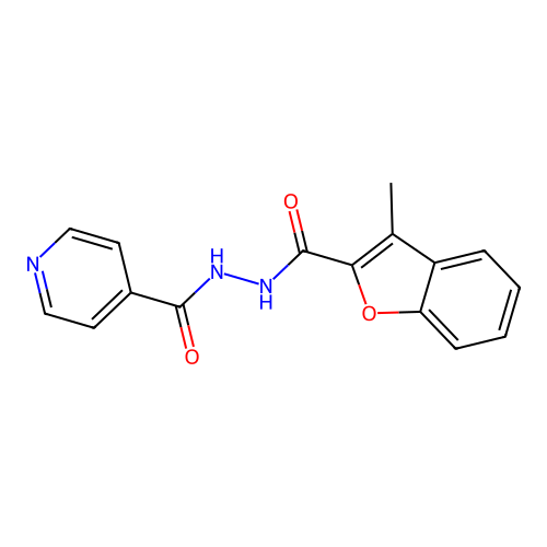 N'-(3-methyl-1-benzofuran-2-carbonyl)pyridine-4-carbohydrazide structure