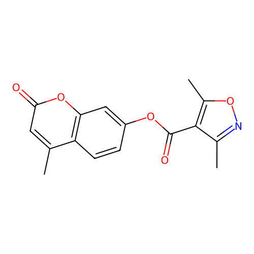 (4-Methyl-2-oxochromen-7-yl) 3,5-dimethyl-1,2-oxazole-4-carboxylate structure