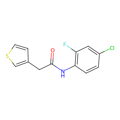 N-(4-chloro-2-fluorophenyl)-2-(thiophen-3-yl)acetamide structure