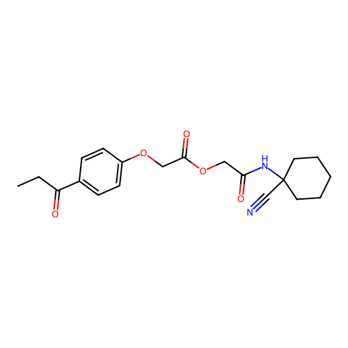 [(1-Cyanocyclohexyl)carbamoyl]methyl 2-(4-propanoylphenoxy)acetate structure