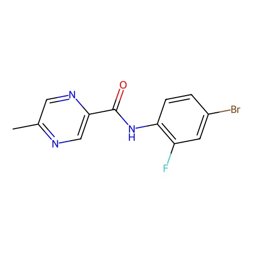 N-(4-bromo-2-fluorophenyl)-5-methylpyrazine-2-carboxamide structure