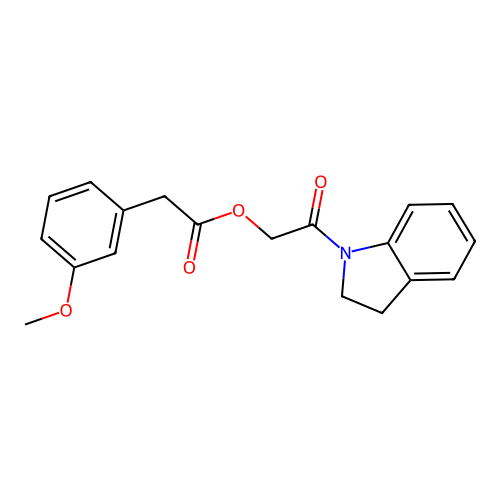 2-(2,3-dihydro-1H-indol-1-yl)-2-oxoethyl (3-methoxyphenyl)acetate structure