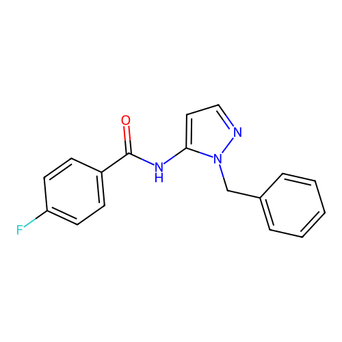 N-(1-benzyl-1H-pyrazol-5-yl)-4-fluorobenzamide structure