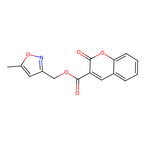 (5-methylisoxazol-3-yl)methyl 2-oxo-2H-chromene-3-carboxylate structure