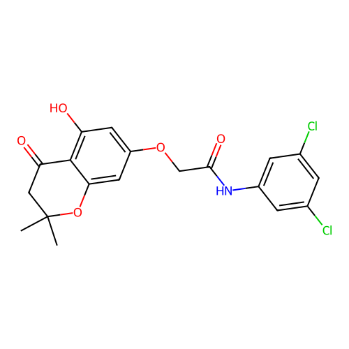N-(3,5-dichlorophenyl)-2-((5-hydroxy-2,2-dimethyl-4-oxochroman-7-yl)oxy)acetamide structure