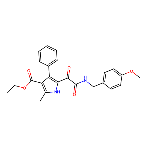 ethyl 5-({[(4-methoxyphenyl)methyl]carbamoyl}carbonyl)-2-methyl-4-phenyl-1H-pyrrole-3-carboxylate structure