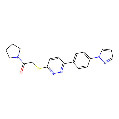2-[6-(4-Pyrazol-1-ylphenyl)pyridazin-3-yl]sulfanyl-1-pyrrolidin-1-ylethanone structure