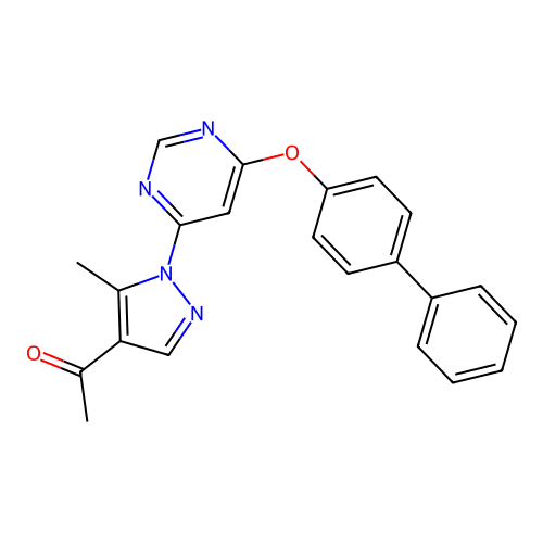 1-{1-[6-(biphenyl-4-yloxy)pyrimidin-4-yl]-5-methyl-1H-pyrazol-4-yl}ethanone structure