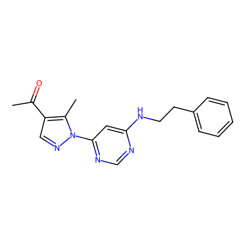 1-(5-methyl-1-{6-[(2-phenylethyl)amino]pyrimidin-4-yl}-1H-pyrazol-4-yl)ethanone structure