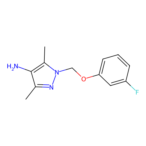 1-[(3-fluorophenoxy)methyl]-3,5-dimethyl-1H-pyrazol-4-amine structure