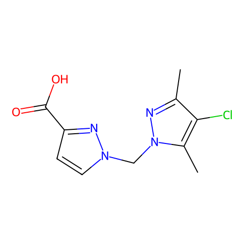 1-[(4-chloro-3,5-dimethyl-1H-pyrazol-1-yl)methyl]-1H-pyrazole-3-carboxylic acid structure