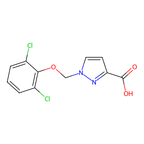 1-[(2,6-dichlorophenoxy)methyl]-1H-pyrazole-3-carboxylic acid structure