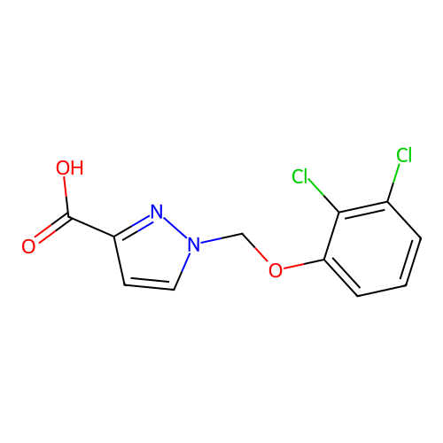 1-[(2,3-dichlorophenoxy)methyl]-1H-pyrazole-3-carboxylic acid structure