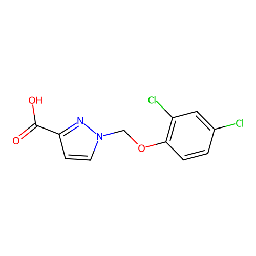 1-[(2,4-dichlorophenoxy)methyl]-1H-pyrazole-3-carboxylic acid structure