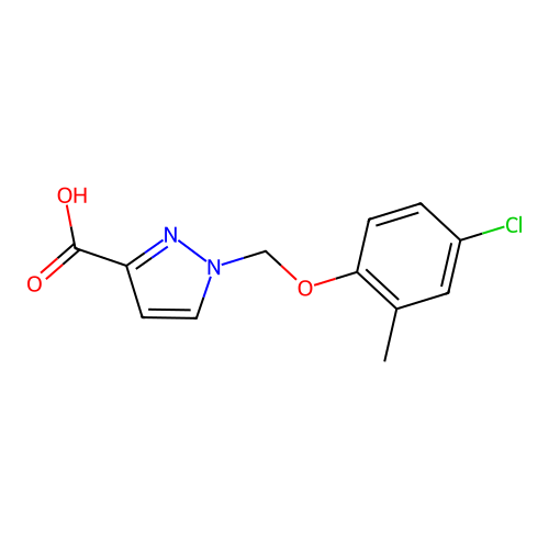 1-((4-Chloro-2-methylphenoxy)methyl)-1H-pyrazole-3-carboxylic acid structure