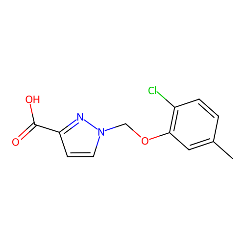 1-[(2-chloro-5-methylphenoxy)methyl]-1H-pyrazole-3-carboxylic acid structure