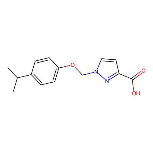 1-((4-(1-Methylethyl)phenoxy)methyl)-1H-pyrazole-3-carboxylic acid structure