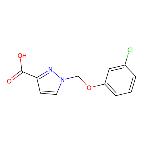 1-[(3-chlorophenoxy)methyl]-1H-pyrazole-3-carboxylic acid structure