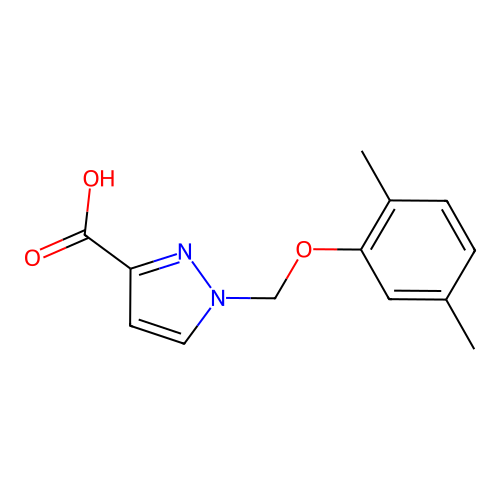 1-[(2,5-dimethylphenoxy)methyl]-1H-pyrazole-3-carboxylic acid structure