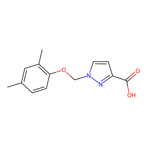 1-(2,4-dimethylphenoxymethyl)-1H-pyrazole-3-carboxylic acid structure