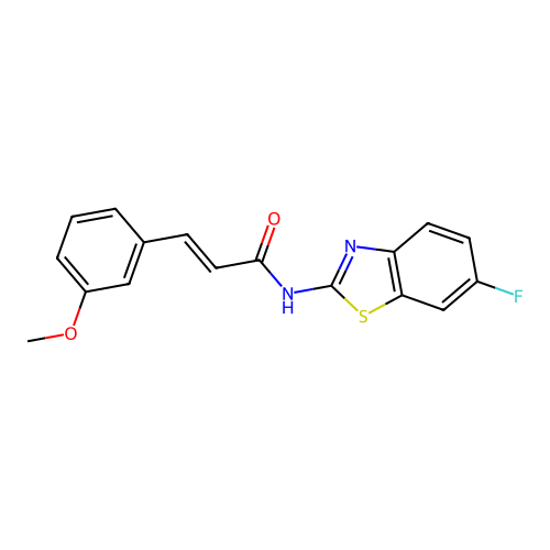 N-(6-fluoro-1,3-benzothiazol-2-yl)-3-(3-methoxyphenyl)prop-2-enamide structure